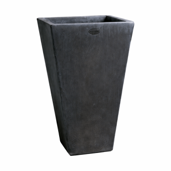 Moderner kubischer Terracottatopf aus Impruneta in Dunkelgrau - Cassetta Conica senza bordo